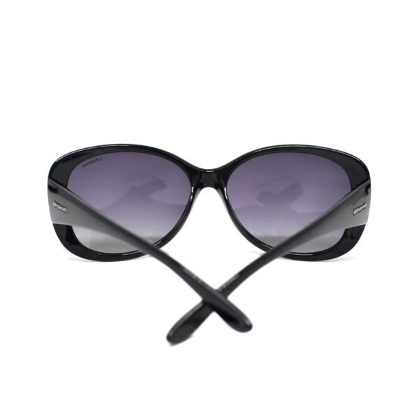 Damskie okulary przeciwsloneczne Polaroid, czarne tworzywo, ksztalt "muchy"