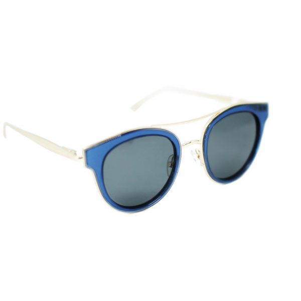 Damskie okulary przeciwsłoneczne Mocoa w kolorze niebieskim, okrągłe, podwójny "mostek".
