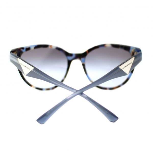 Damskie okulary przeciwsłoneczne Emporio Armani w odcieniach niebieskich. Elegancki klasyczny model, "srebrne " wykończenia.