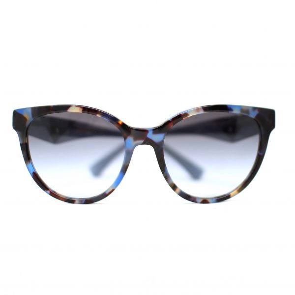Damskie okulary przeciwsłoneczne Emporio Armani w odcieniach niebieskich. Elegancki klasyczny model, "srebrne " wykończenia.